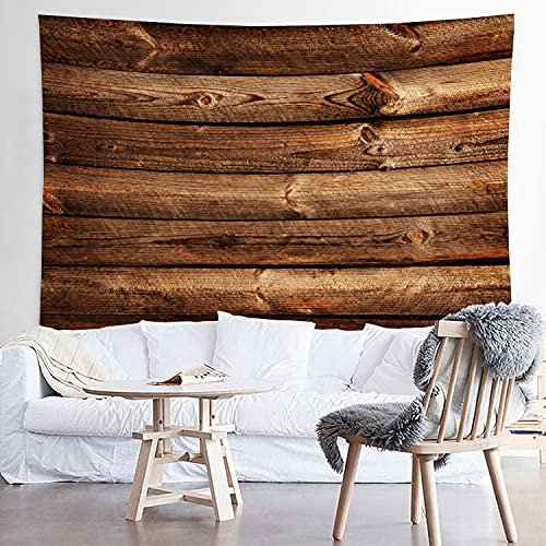 WODEJIA Fabric Tapestry Decorative Wall Art Tablecloth Bedspread Picnic Blanket Beach Throw Blanket for Bedroom Hall Dormitory Living Room Hanging 59 x 51 inches Brown Wooden Wall Print