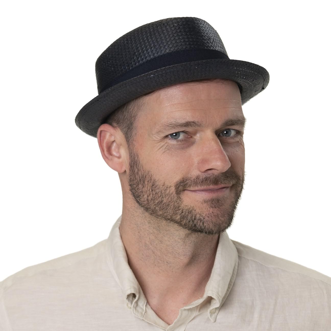 Lipodo Chapeau en Paille Uni Colour Pork Pie Femme/Homme - Made in Italy D'Ete de Soleil avec Ruban Gros Grain Printemps-ete Ete