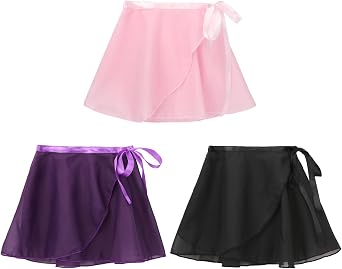 kilofly 3pc Girls Ballerina Sheer Wrap Ballet Tutu Dress Dance Skirts Value Pack