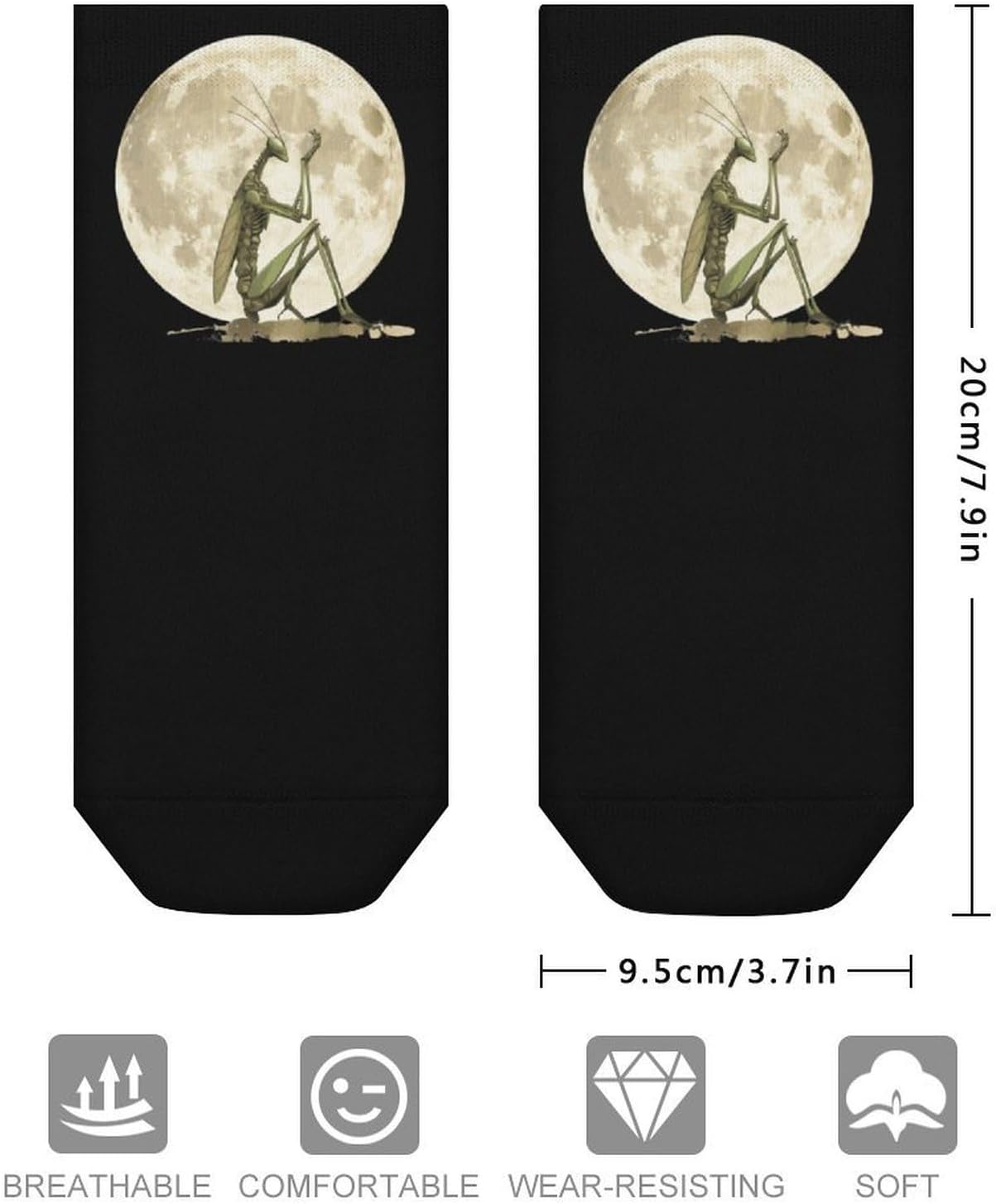 Praying Mantis And Moon Ankle Socks for Men Women Low Cut Crew Sock Casual Sports Clothing