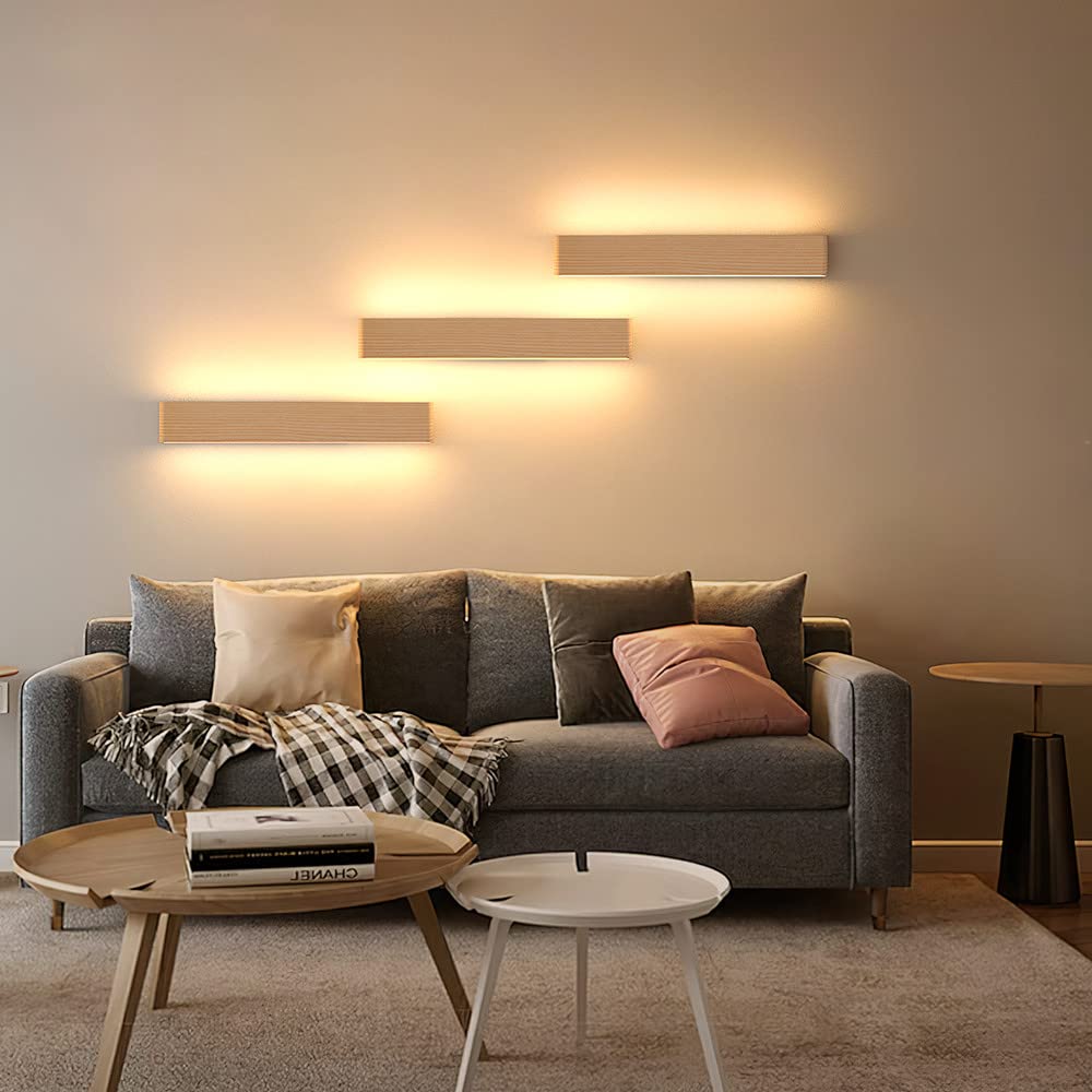 Martll Wandlamp LED Houten Wandlamp Indoor Verlichting Lampen Woonkamer voor Slaapkamer Hal Gang Trap Binnenverlichting Warm Wit Nachtlampje (32cm