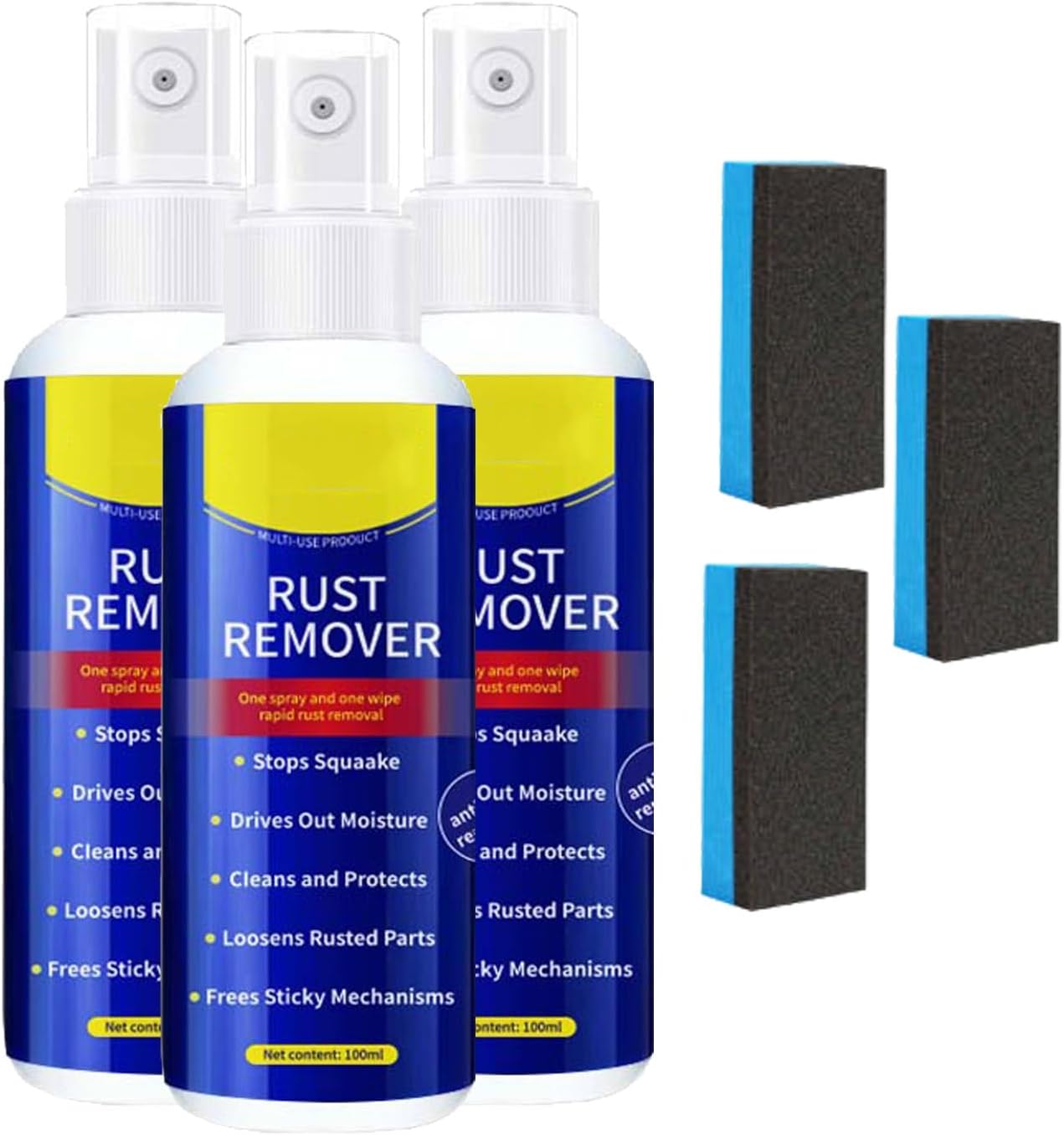 Wangle Rust Remover, Anti-Rust Lubricant Spray & RustRemover, Wangle Multi-purpose RustRemover Spray, AntiRust LubricantSpray, RustEliminator & Metal CareSpray (3PCS)