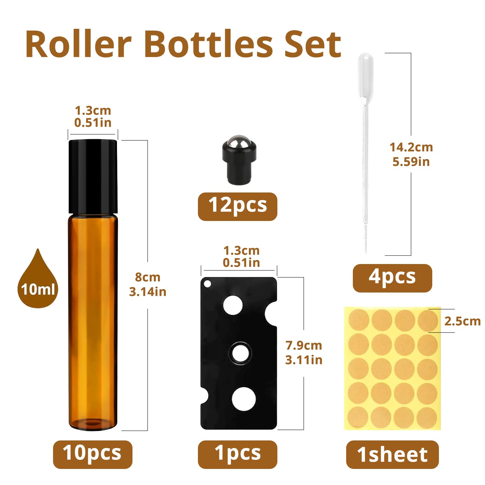 10 Bottiglie Roll On Vetro 10ml Per Oli Essenziali - Con Sfera Acciaio, Aromaterapia E Cosmetici - Foto 5