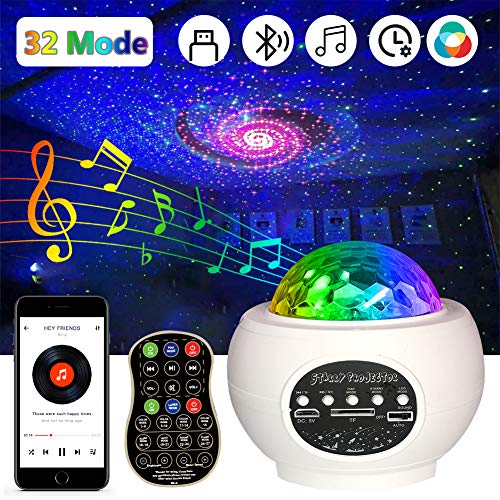 Sternenhimmel Projektor Nachtlicht, Elitlife LED Sternenlicht Projektor Wasserwelle LED Sterne Projektor Lampe mit Bluetooth Lautsprecher, für Baby