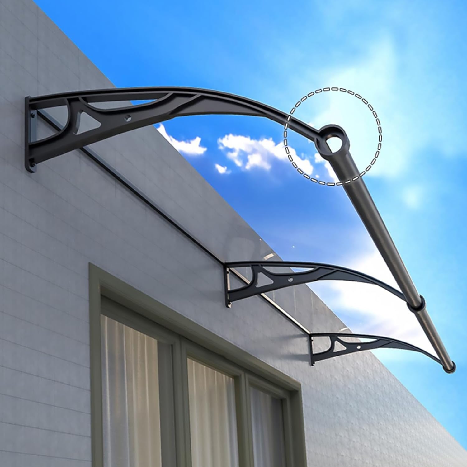 Anti-Uv Window Awning Outdoor Porch Awning Window Garden Canopy Window Rain Shelter Cover UV Rain Snow Protection for roof Balcony Yard Garden (60x80cm/23.6x31.5in)
