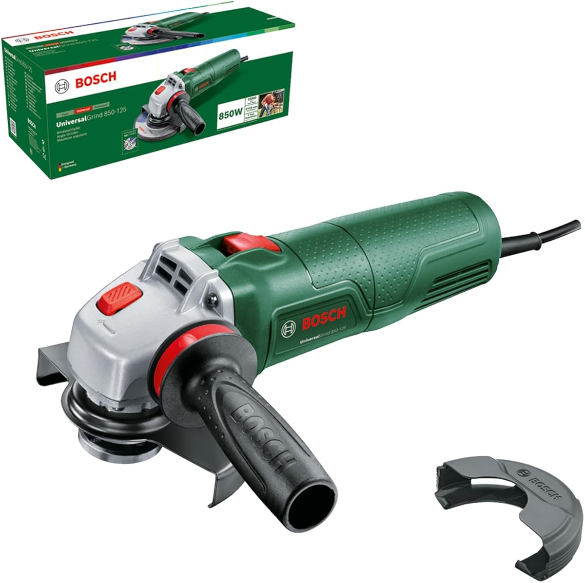 Bosch Kabelgebundener Winkelschleifer UniversalGrind 850-125 (zum Trennen und Schleifen verschiedener Materialien; 850 W; 125 mm Durchmesser)