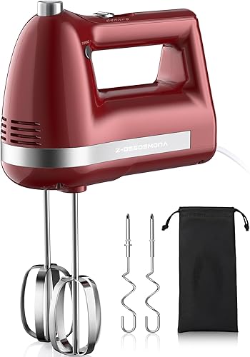 Miniatura 9 de Batidora de mano eléctrica, potente batidora de mano eléctrica de 300 W con 304 batidores, gancho para masa, batidora de mano con turbo para hornear