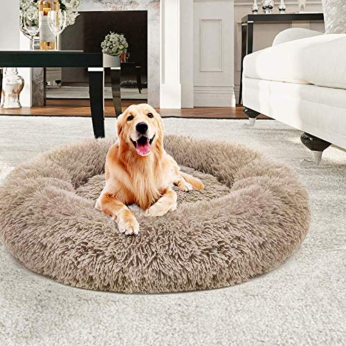 GDDO Premium Orthopädisches Haustierbett für große und extra große Hunde,Donut Hundebett Weiches Plüsch Rundes Hundesofa mit Wasserfeste Unterseite,Hundekörbchen waschbar (90cm)