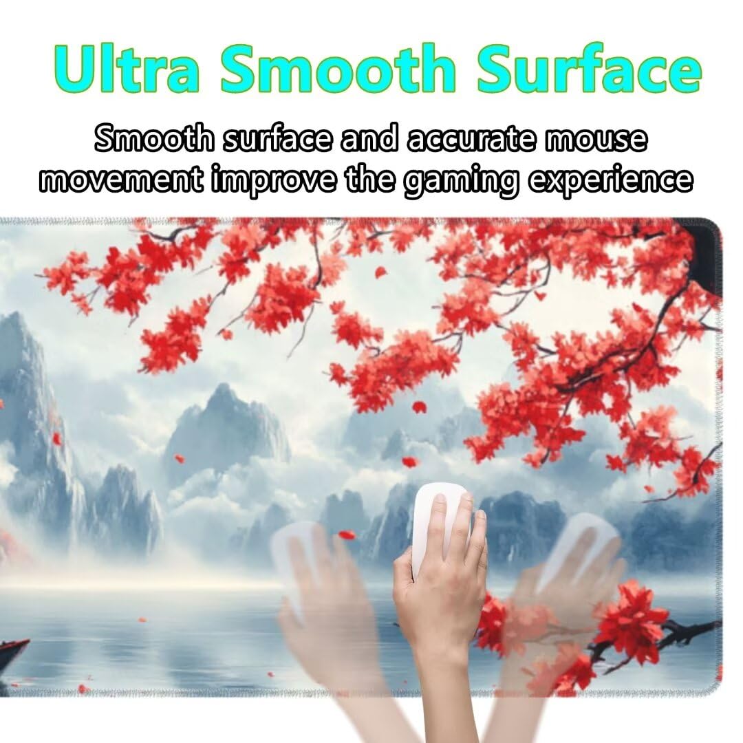 Gaming Mauspad XXL China Großes Mousepad 1200 * 500mm rutschfeste Schreibtischunterlage Japan Mouse Pad mit Vernähte Kanten Verbessert Desk Mat Mauspad Groß Geschwindigkeit und Präzision für Gaming