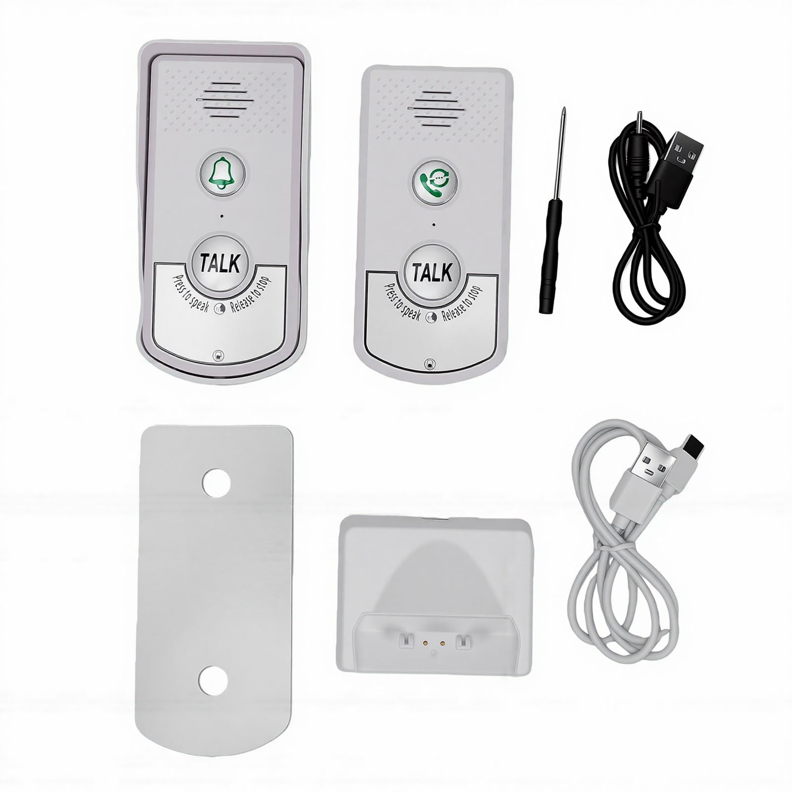 Tangxi Sonnette sans Fil, Sonnette D'interphone Vocal à 2 Voies (White)
