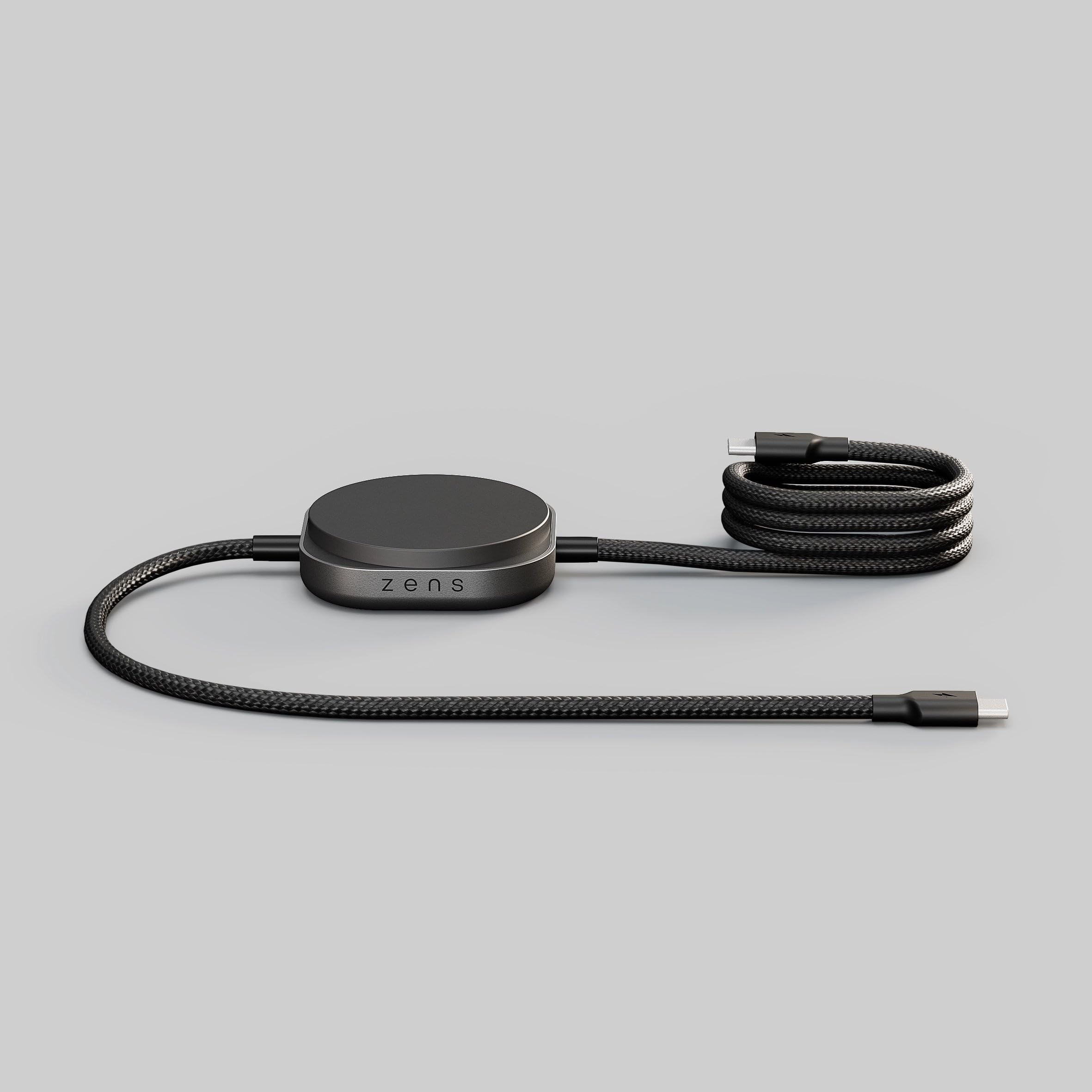 Zens Wireless Charging Cable Pro 2, Negro | Cable de Carga USB-C a USB-C de 1.5 m, MagSafe y Qi2 15W, Compatible con iPhone Air/17/16/15/14/13/12, y AirPods