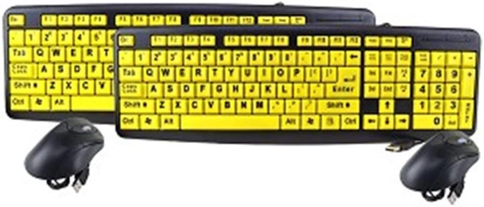 Action Gear EZ Eyes High Contrast Large Print USB Keyboard and Mouse Kit (ZK520-MS26-2PK)