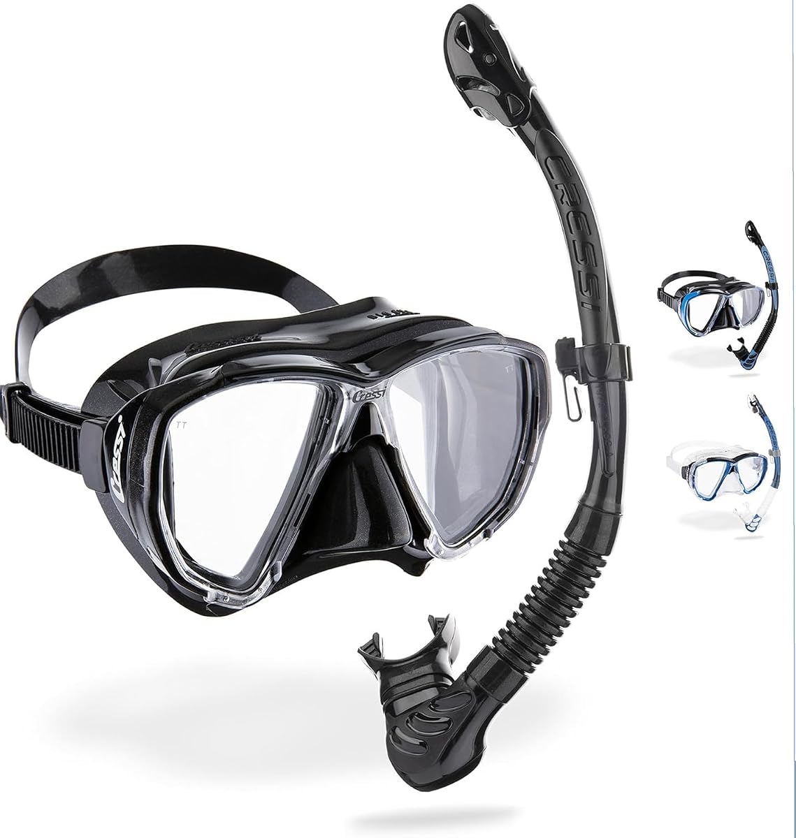 Cressi Big Eyes + Alpha Ultra Dry Mask + Snorkel Combo, Black/Black
