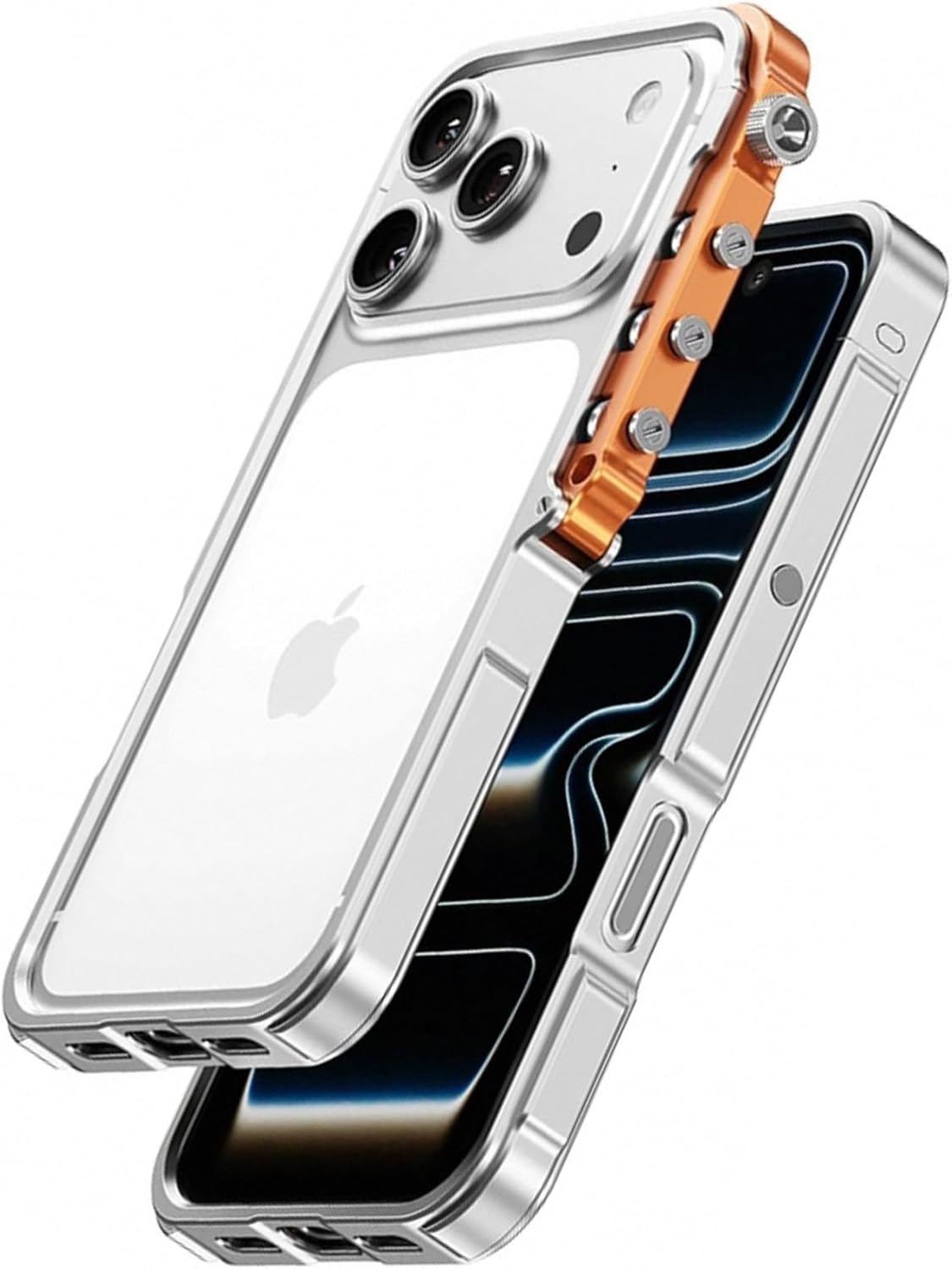 Metal Bumper Case for iPhone 17 Pro Max, Full-Frame Aluminum Bumper No Back Cover with Metal Buttons, Minimalist Bare-Hand Feel, Silver