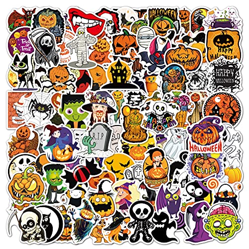 Image of FlyBuyHub Halloween Aesthetic Vinyl Journal Stickers for Phone Case, Laptop, Notebook, Dairy, Water Bottle - Set of 50 Glossy and Waterproof Stickers
