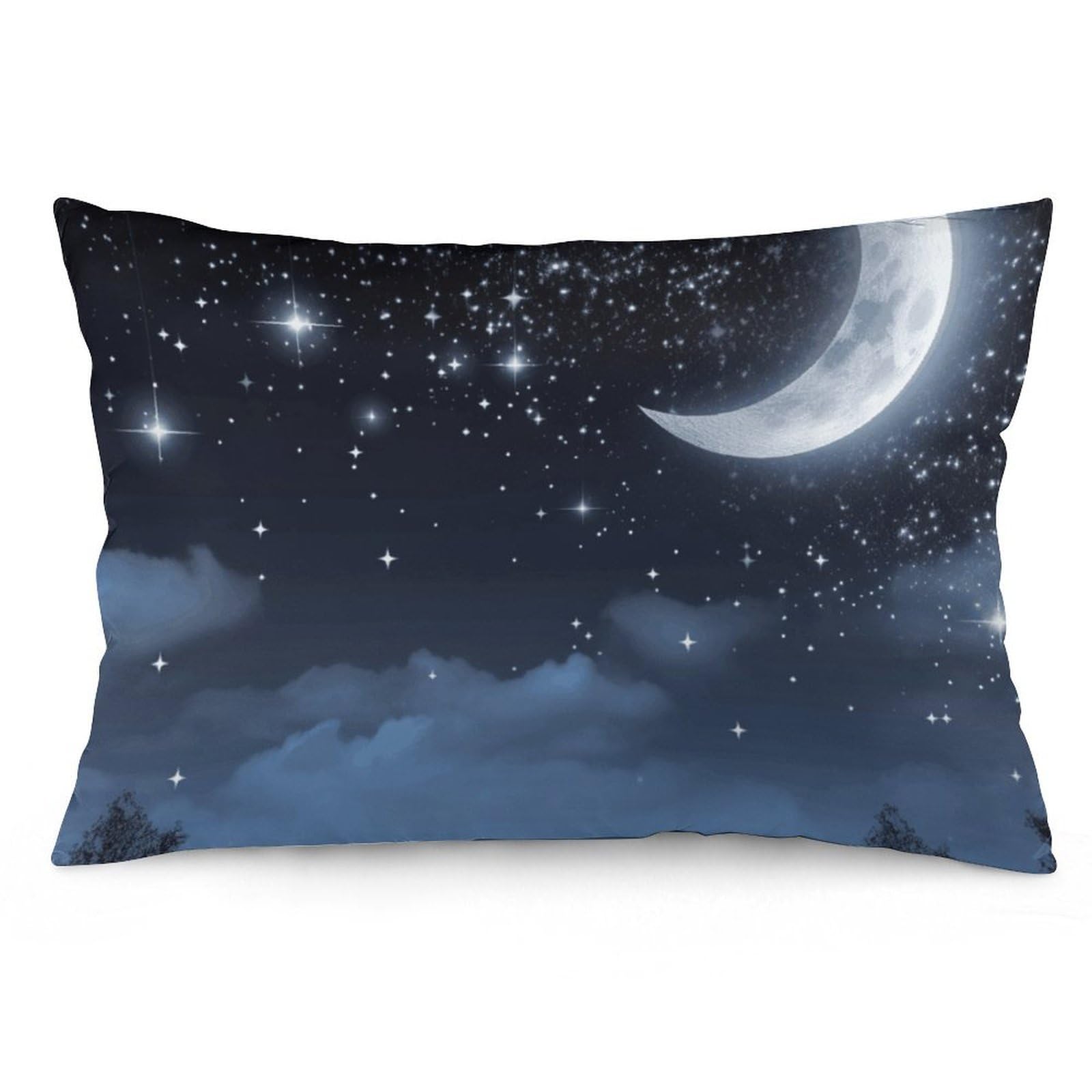 2 Pack Pillow Cases for Hair and Skin, Soft Breathable Pillow Case Covers with Hidden Zipper, Nightsky Hanging Moon Pillowcase 20"x30" Pillow Covers for Sleeping Gift