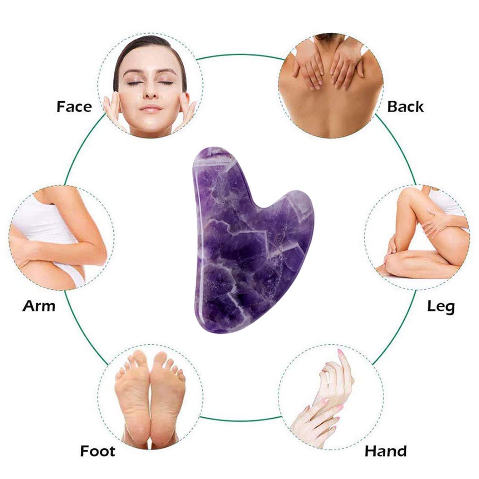 Jade Roller Und Gua Sha Set Gouache Amethyst Naturstein Gesichtsmassagegerät Jade Roller Gua Sha Spa Set Akupunktur Kristall Schaben Gouache Gesichtsschaber