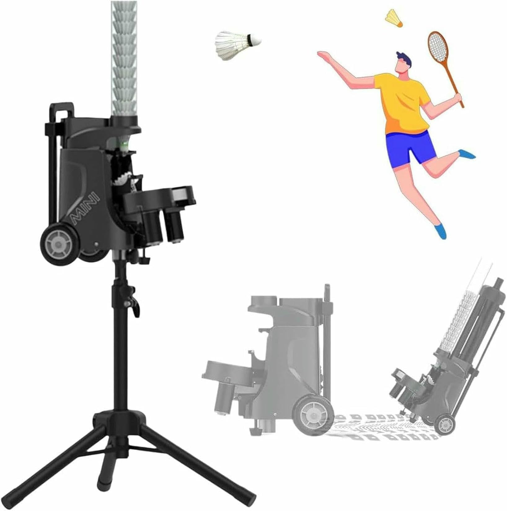 Lanzador De Volante Portátil, Lanzador Automático De Bádminton, Máquina Automática De Volante De Bádminton, Rueda De Servicio De Baja Dureza