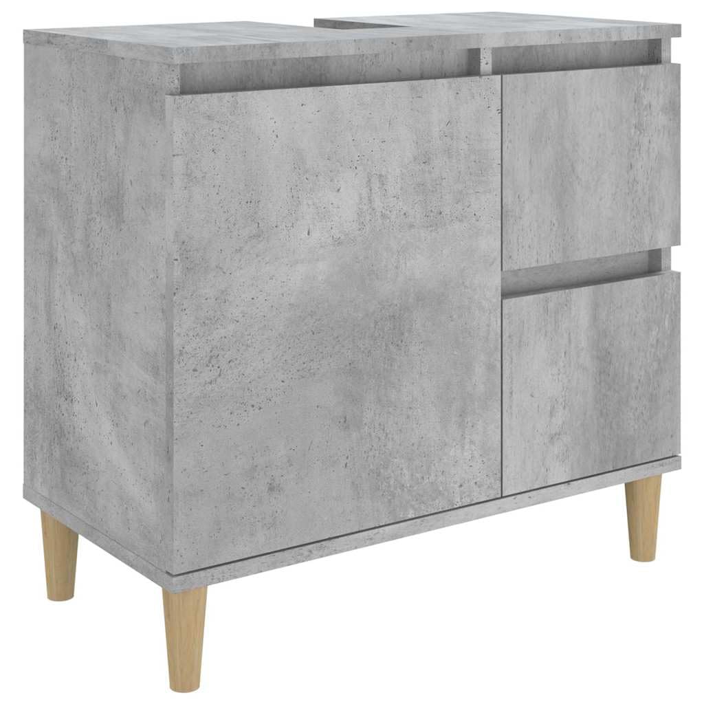 Armadietto da bagno grigio cemento, 65 x 33 x 60 cm, in legno di