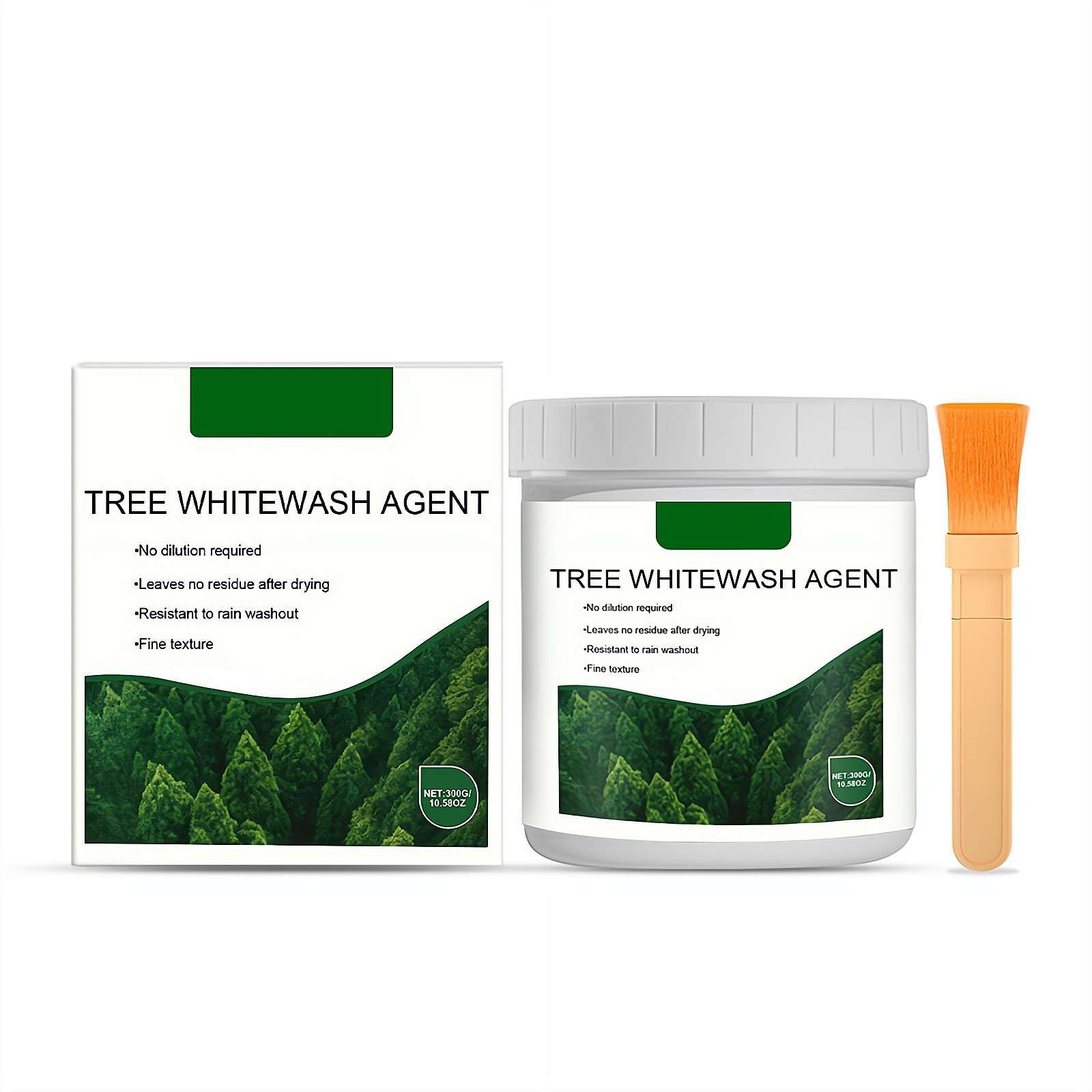 300g Tree Whitewash Agent for Trunks, 3-in-1 Tree Trunk Paint for Sun and Frost Protection, Weather-Resistant White Coating Prevents Bark Cracking for Fruit Trees Saplings