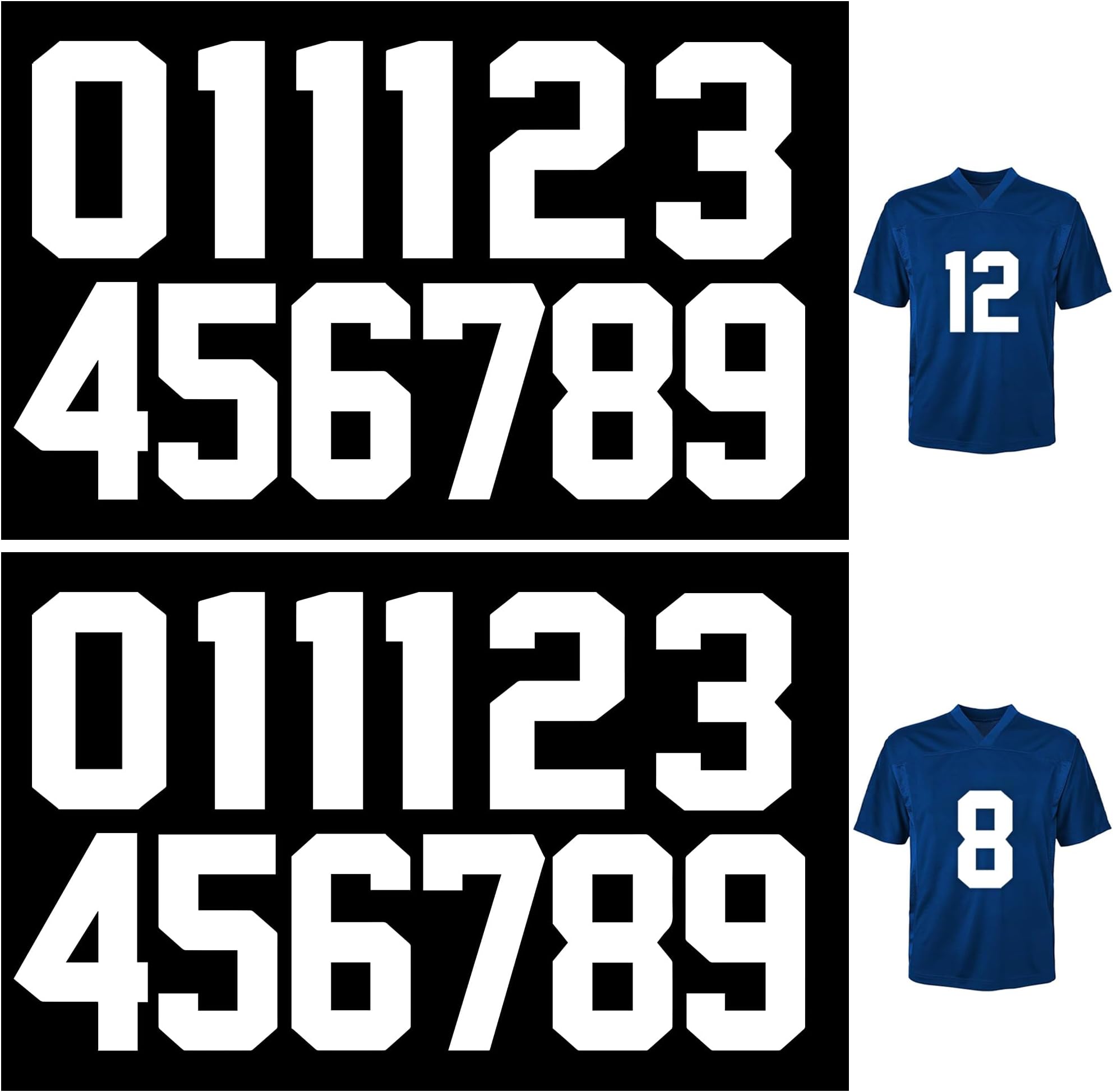 36 Pcs Iron on Numbers 8 Inch Jersey Heat Transfer Numbers Big 0-9 Transfer Numbers White Heat Press Numbers Stickers for Sports T Shirts Football Basketball Baseball Uniform Fabric Clothing (White)