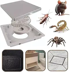 Ralo Oculto 10x10 Fechamento Automático invisível Cola Piso ou Porcelanato Anti inseto para Banheiro Lavanderia Quintal Saída Cano 100mm