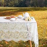 White Lace Tablecloth Exquisite Wedding Tablecloth Lace Fabric 60x120 inches Vintage Lace Overlay Re