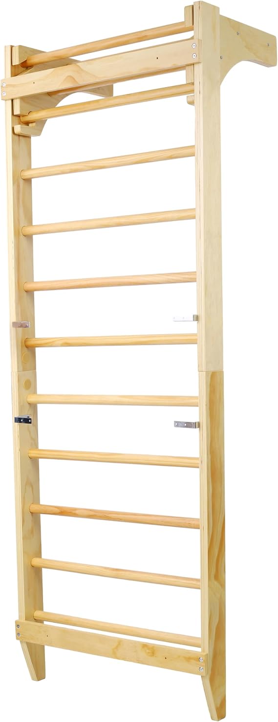 86.6 Swedish Ladder Stall Bars with Adjustable Pull-Up Bar, Wall Mounted