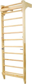 86.6 Swedish Ladder Stall Bars with Adjustable Pull-Up Bar, Wall Mounted
