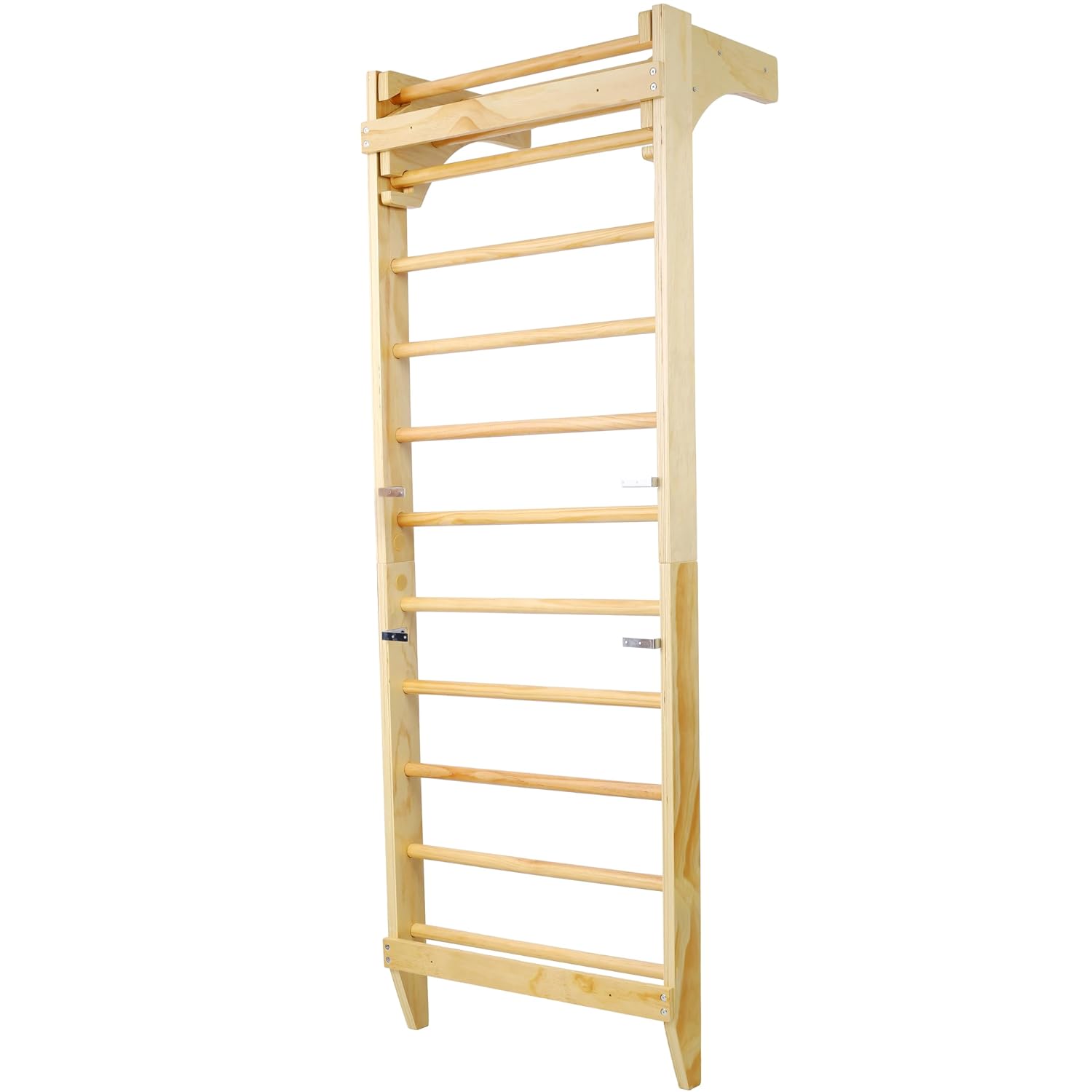 Wooden Swedish Ladder Wall Set, Wooden Swedish Ladder with Adjustable Pull-up Bar, Stall Bars Set for Physical Therapy & Gymnastics, Beech and Pine Wood, Natural 7 Wooden Swedish Ladder Wall Set, Wooden Swedish Ladder with Adjustable Pull-up Bar, Stall Bars Set for Physical Therapy & Gymnastics, Beech and Pine Wood, Natural - Image 5