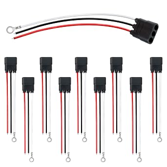 TMH 3 Wire Female Pigtail Lights Harness 7 Inch Lead Triple for 0.180 Bullet 3 Wire Socket Molded for Truck Trailer Lorry RV Pack of 10