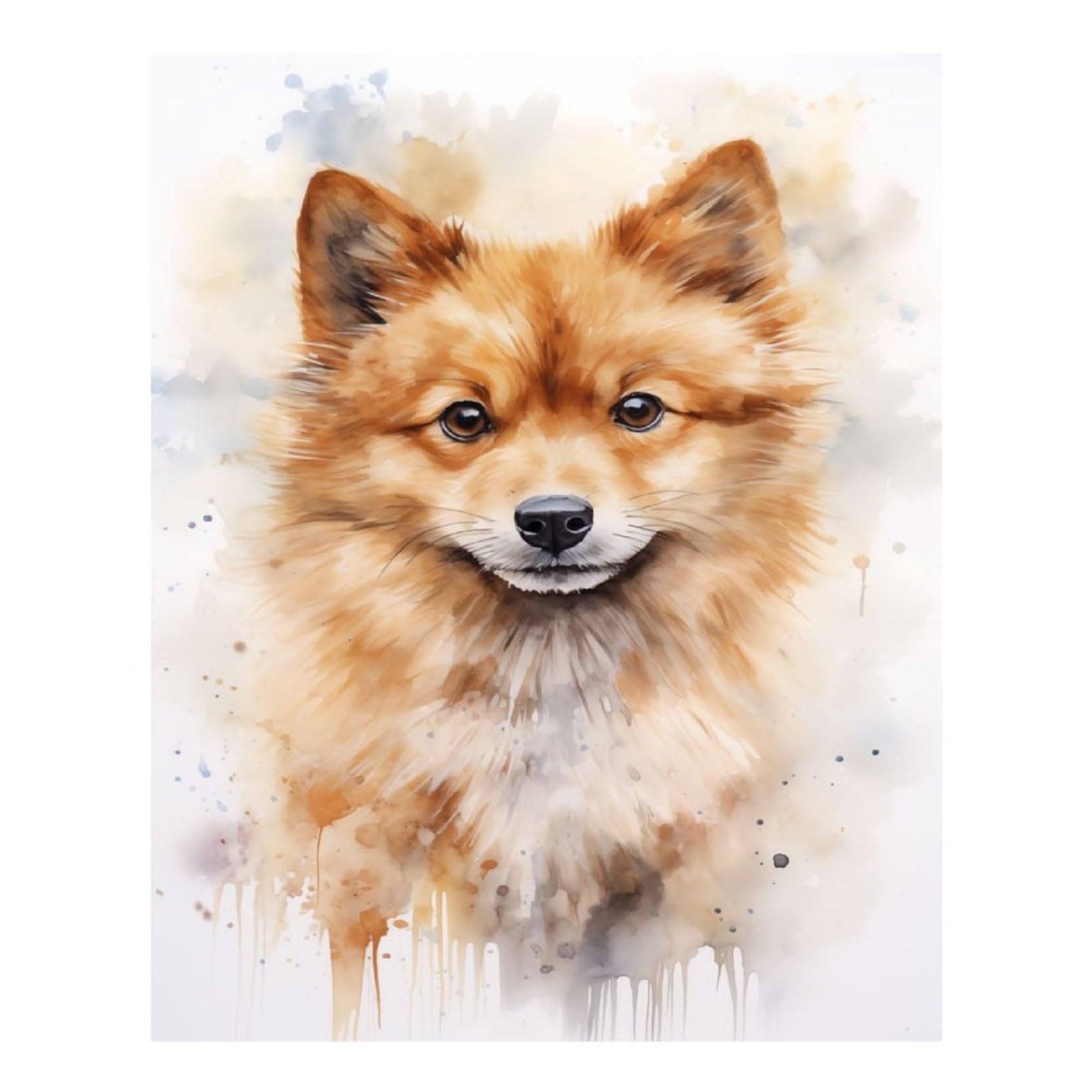 POLIUAWS Finnish Spitz Portrait Diamond Art Kits Adults for Leisure Time DIY Gem Art Craft Set 16"x20" Diamond Painting