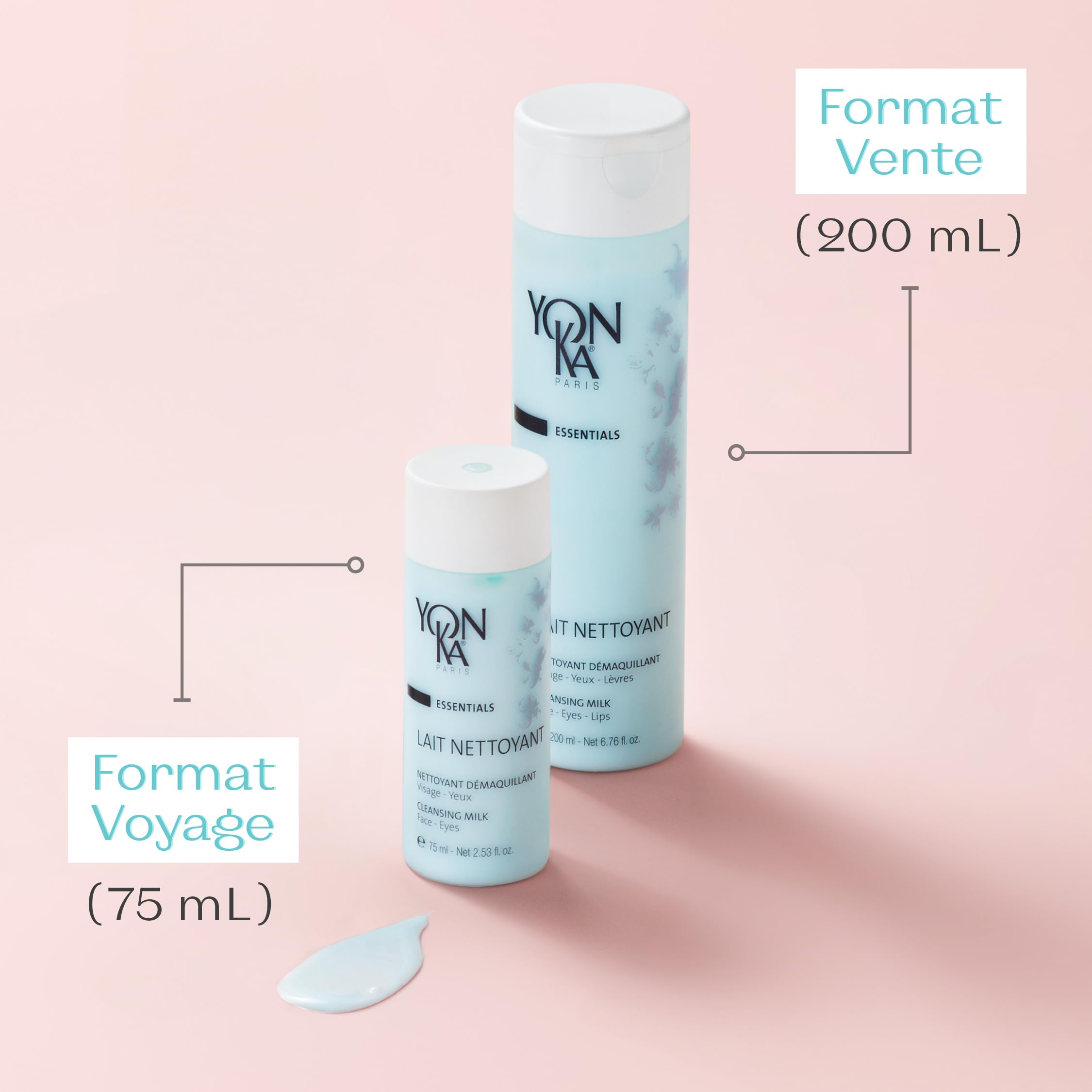 Lait Nettoyant Yonka 200ml - Visage, Yeux & Lèvres - Démaquille, Nettoie et Apaise - Tous Types de Peaux, Convient aux Peaux Sèches et Sensibles - Texture Veloutée - Rinçage à l'Eau