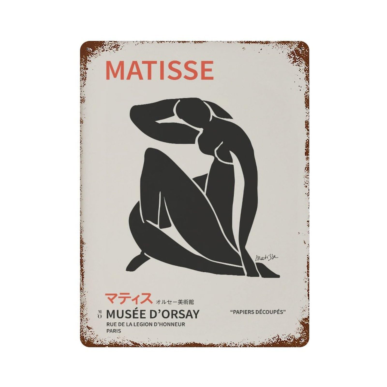 xiaoxiaoshen Henri Matisse Nude Papiers Decoupes Wall Decor Art Metal Tin Poster Modern Home Decor Art Home Bar Shop Decorations Vintage Sign 40x30cm