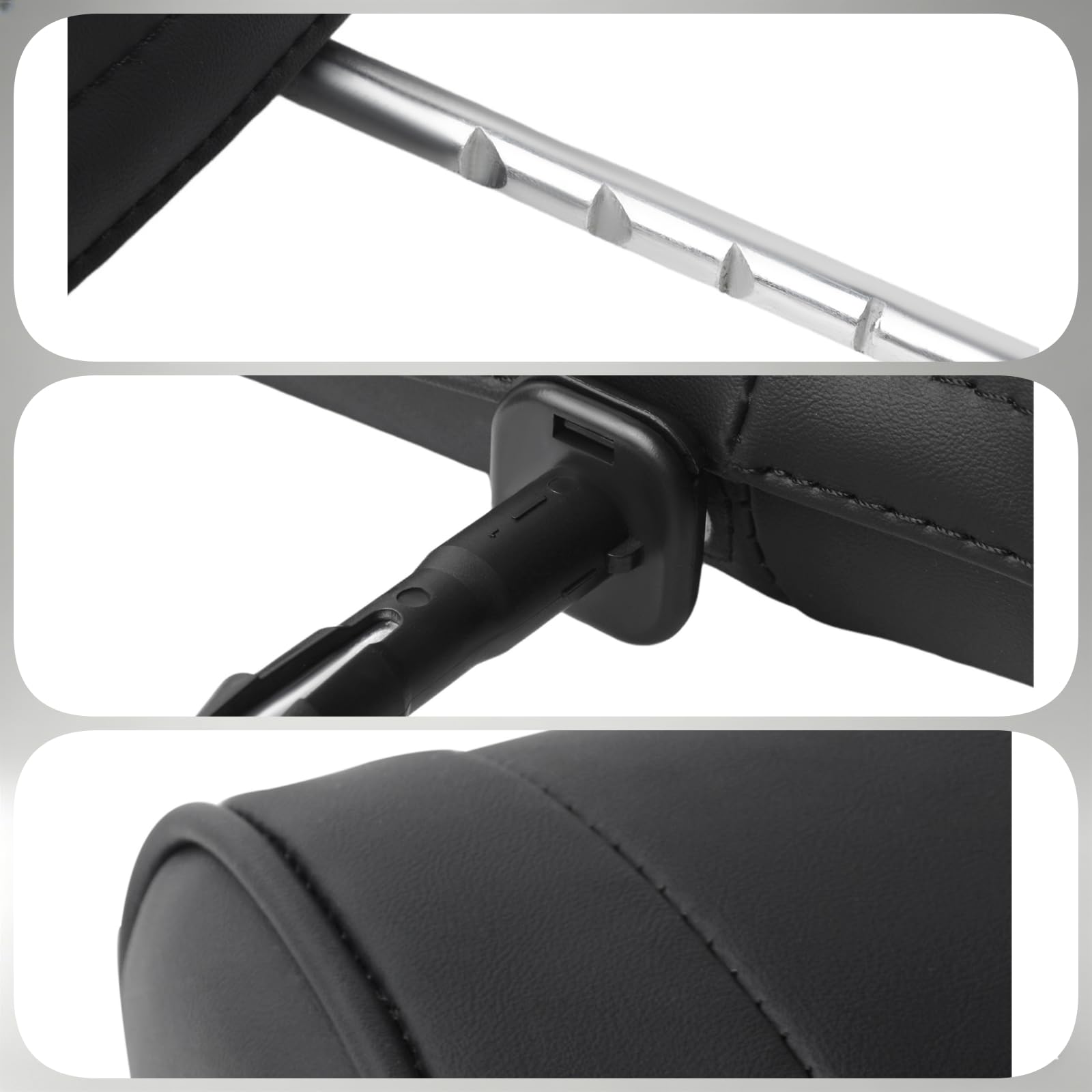 Cuscino ergonomico in memory foam per poggiatesta auto (distanza 15 cm), cuscino in pelle nera per alleviare il dolore al collo, per guida a lungo raggio, supporto durevole per camper e camper
