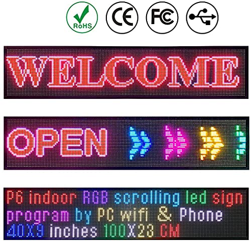 P6 Led Sign Display Indoor Full Color 40''X9'' With High Resolution Scrolling Texts, Colorful Images Led Display For Advertising,High Brightness And New Smd Technology #TOP2