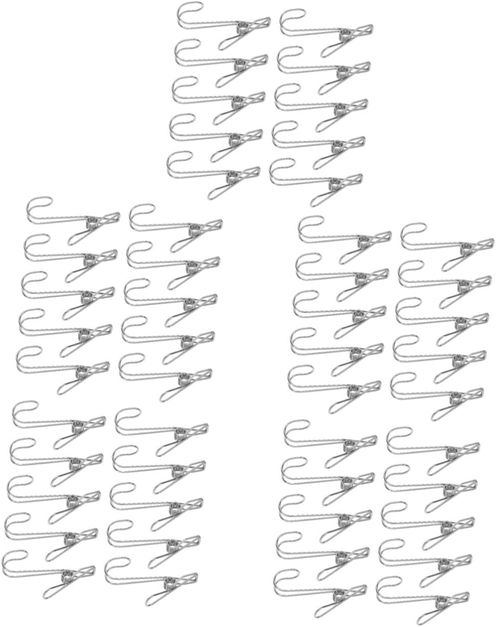 Mipcase 60pcs Clothes Hanging Clips Versatile Hook Clips for Socks Pants Scarf Scarf Hook Wall Mount Hangers