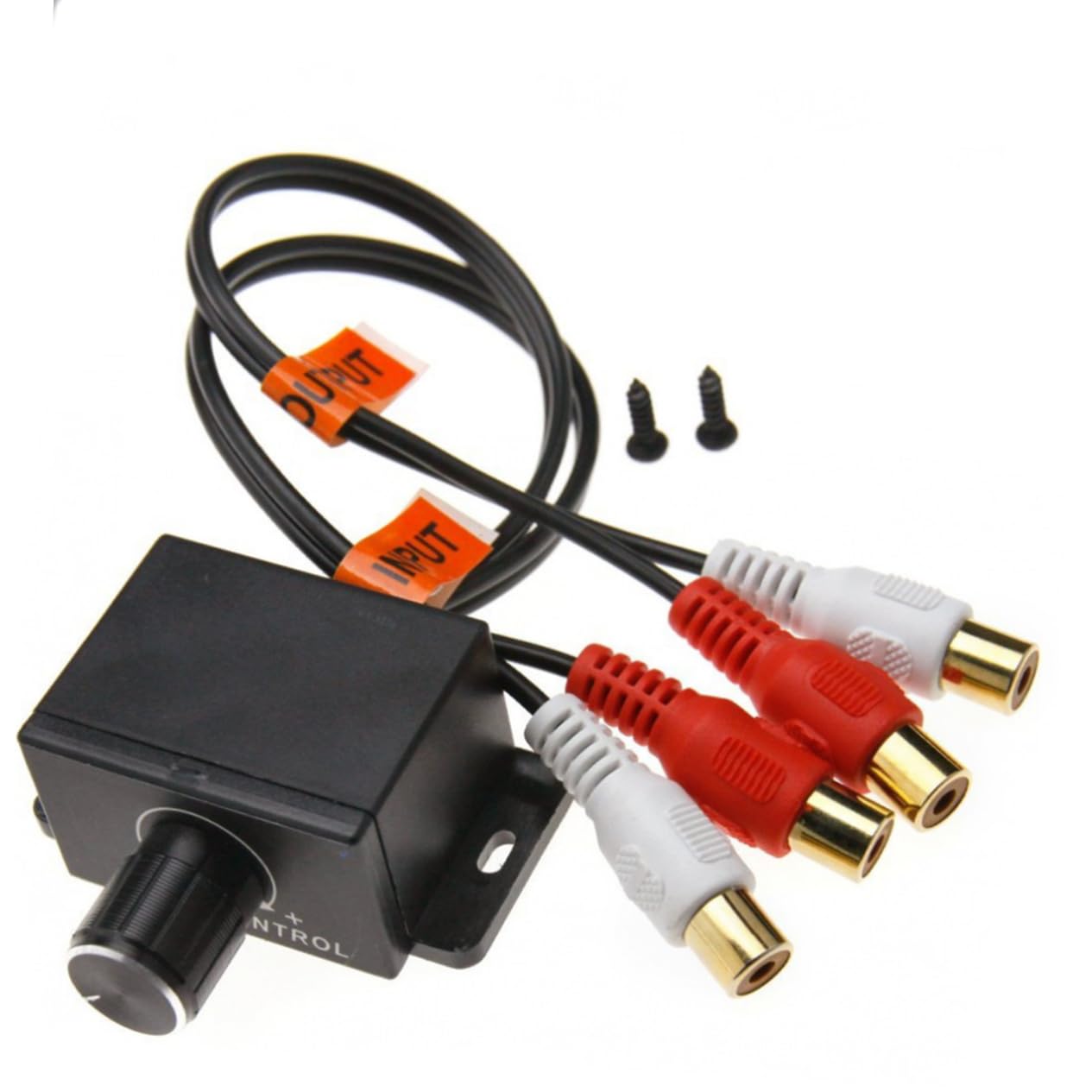 OSALADI 4pcs Car Remote Level Control Knob for Car Amplifier Volume Control with Connectors for Speakers and Bass