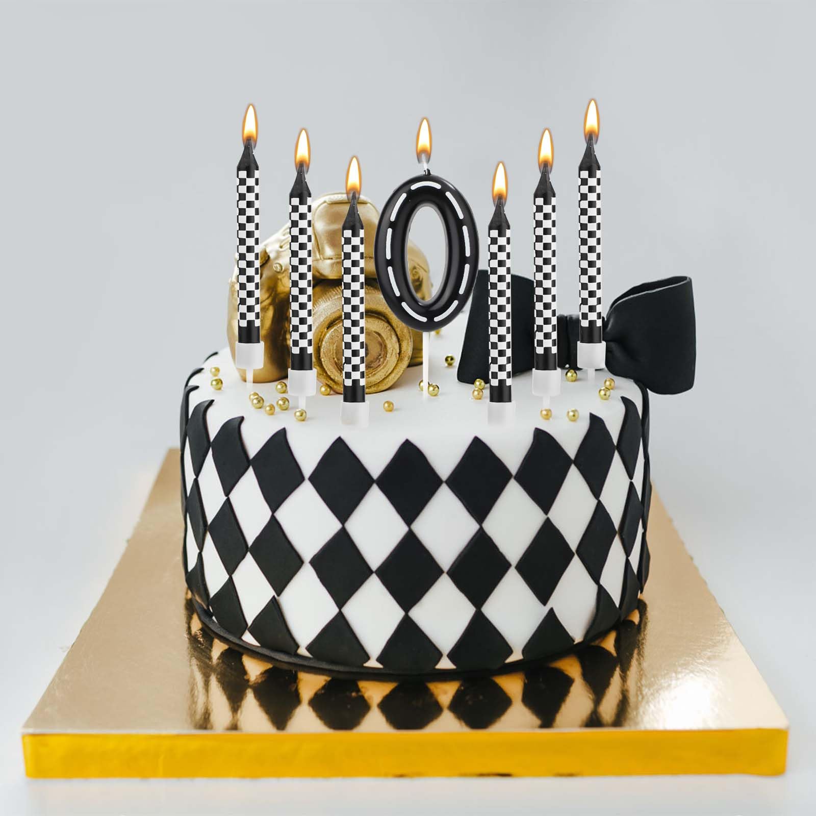 Black & White Racing Car Number Candle - Cake Topper For Birthday, Anniversary (Number 1)