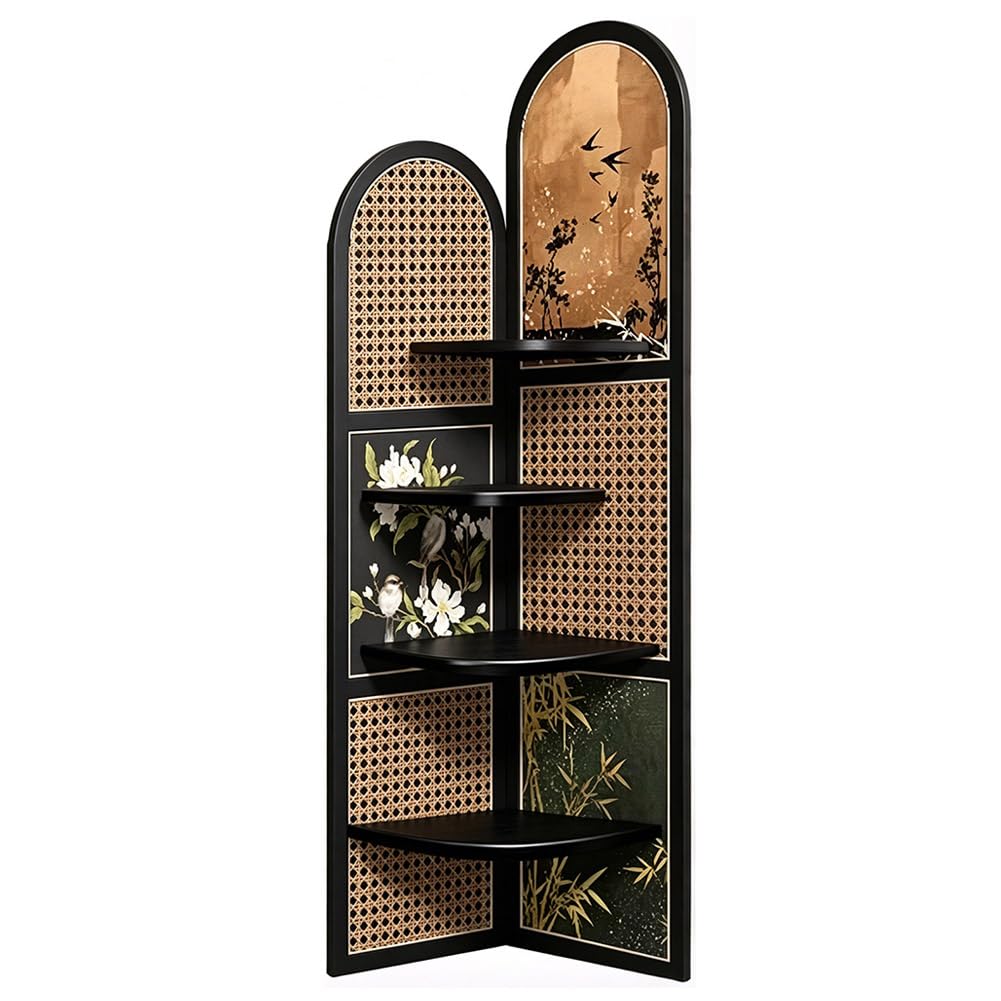 MegLob Rustic Solid Wood Corner Shelving Unit, Modern Large Corner Bookshelf, L-Shaped Open-Shelf Storage Unit; Suitable for Entryways, Living Rooms, And Bedrooms,03