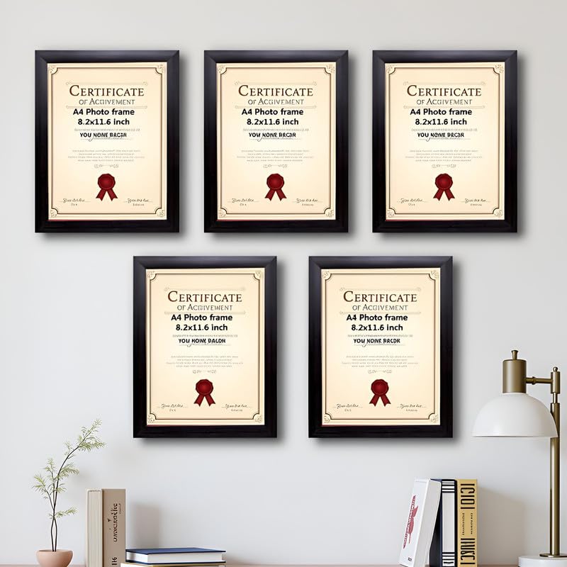 Image of A4 Size Photo Frame For wall hanging set of 5 Black Picture Frame For Home and Office Decoration, Size -8x12 Inches