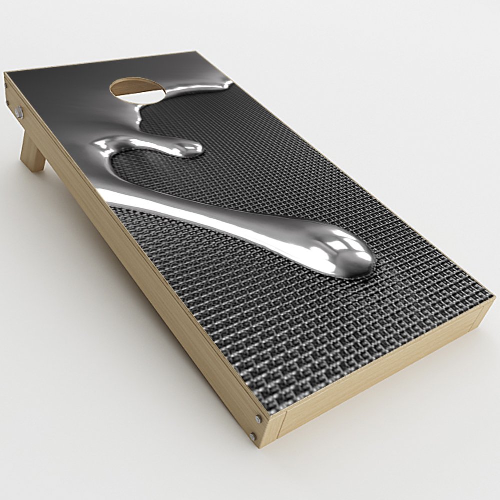 Skin Decal Vinyl Wrap for Cornhole Game Board Bag Toss (2xpcs.) Skins Stickers Cover/Dripping Metal Liquid Mercury