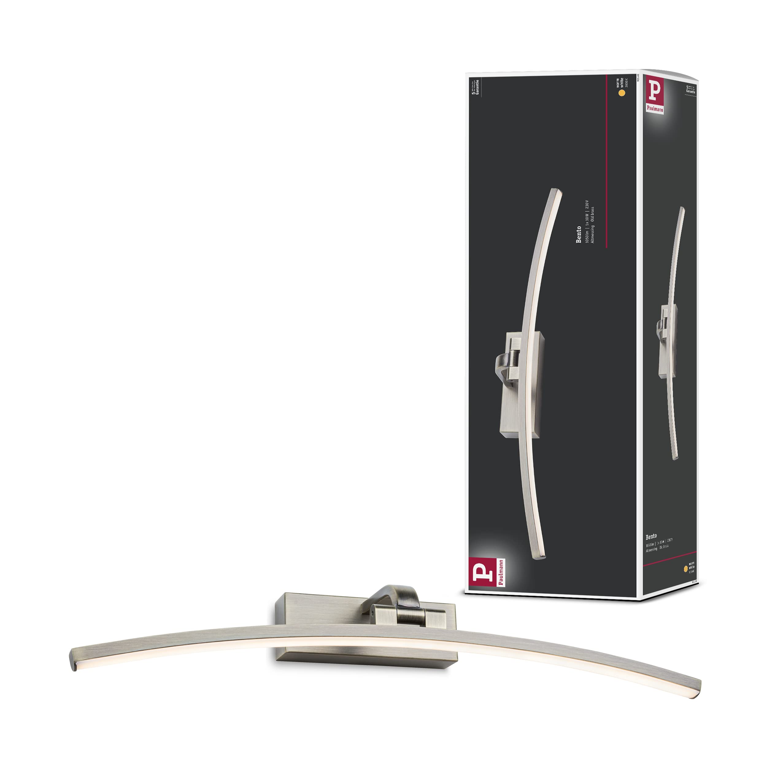 Paulmann 95561 Luminaria para cuadros LED Bento 500mm incl. 1x10W blanco cálido, latón envejecido, luz para cuadros, metal, plástico, aplique, 3000K