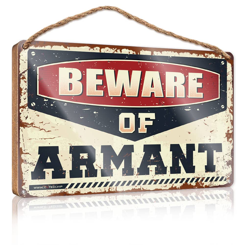 FZFN Winter Door Sign Beware Of Armant Wooden Sign Room Decor For Men Wood Sign With Sayings(15X28CM)