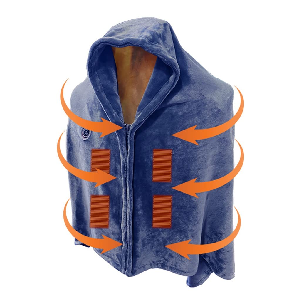 Almohadilla Térmica, USB Manta Electrica,Calefacción Esterilla Calor 45-60℃ 3 Niveles de Calor, Calentamiento Rápido,Lavable a Máquina para Espalda y Cuello 80×150cm (Color : Navy)