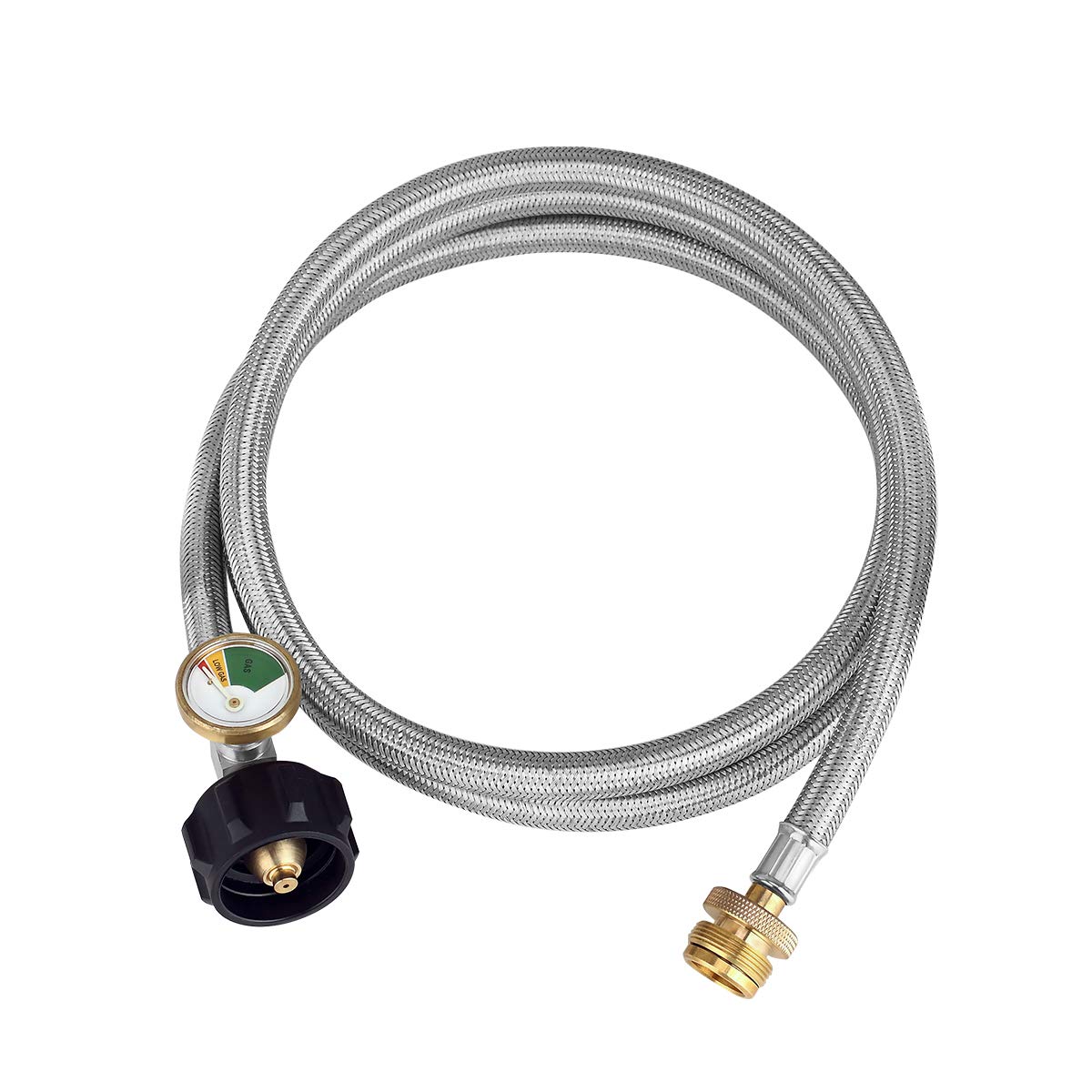 Buy LAND 5 FT Braided Propane Hose Adapter with Gauge, Propane
