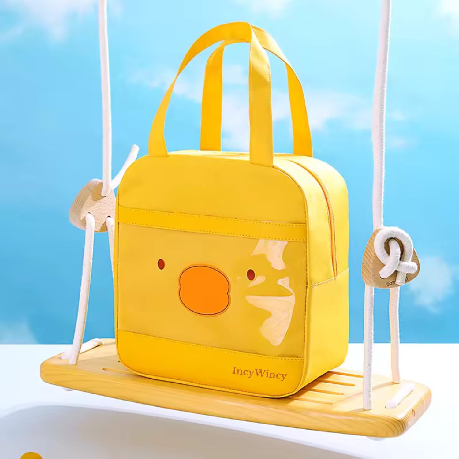 IncyWincy Lunch Bag for Kids to School (Pack of 1), Leakproof Tote Bags for Office and Picnic, Insulated Meal Carrier for Men & Woman, Durable Unisex Tiffin Bag for Boys and Girls (Yellow) 4