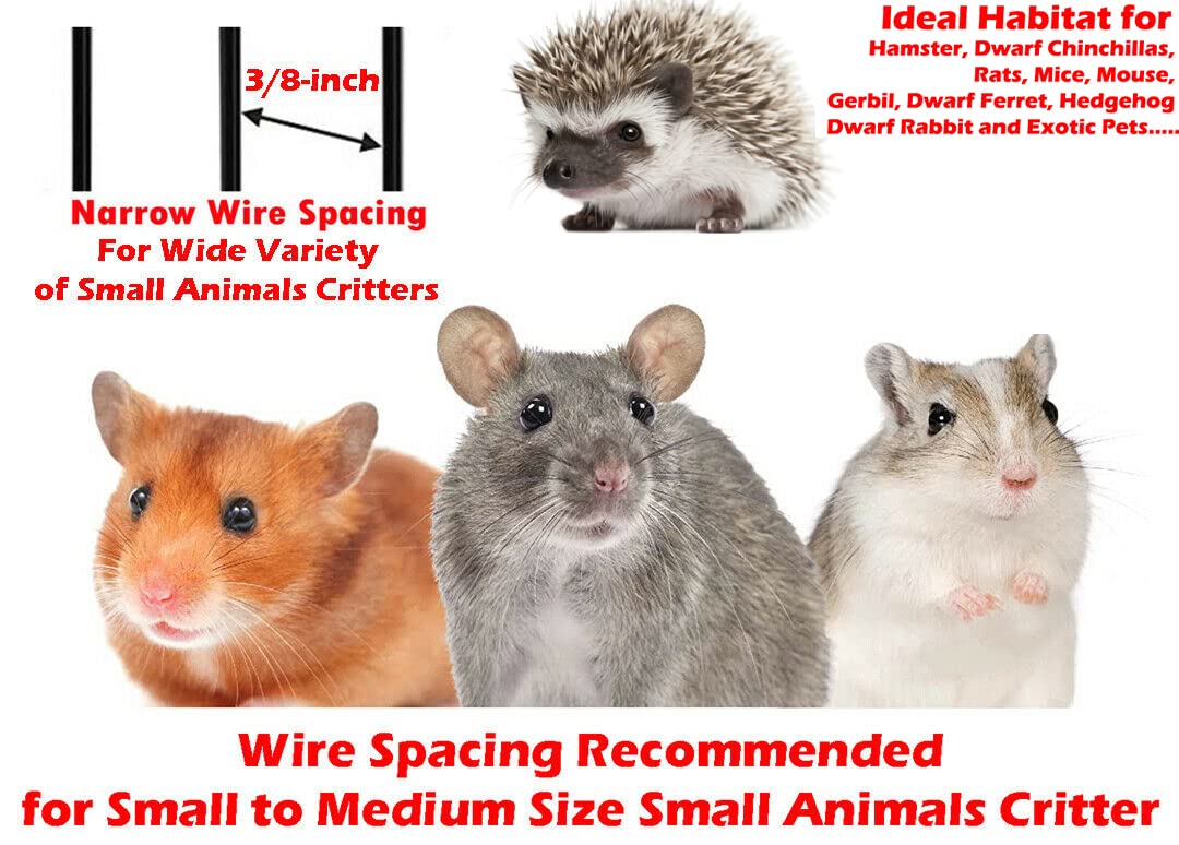 Large Pet Products Universal 2-Level Small Animals Home Critters Habitat Cage Narrow 3/8-inch Wire Spacing for Wide Variety Exotics Animal Hamster Rat Mice Mouse Gerbil Guinea Pig Chinchillas Ferret