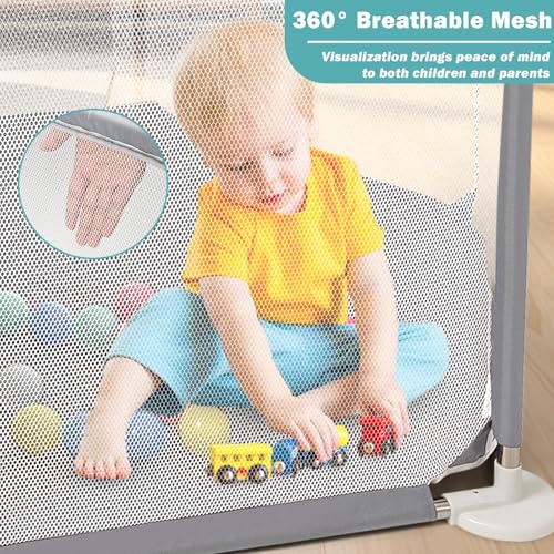 CHOLY Baby Laufstall für Babys und Kleinkinder, stabiler sechseckiger Laufstall mit atmungsaktivem Netz, Aktivitätszaun für Kinder für drinnen und draußen mit Reisetasche (Hellgrau)