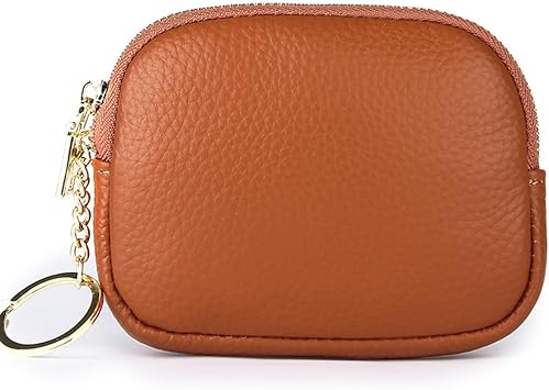 Genuine Leather Coin Purse,Key Pouch Keychains for Women,Small Key Chain Wallet Card Holder Mini Purse Leather Pouch Keychain Wallet for Women Brown